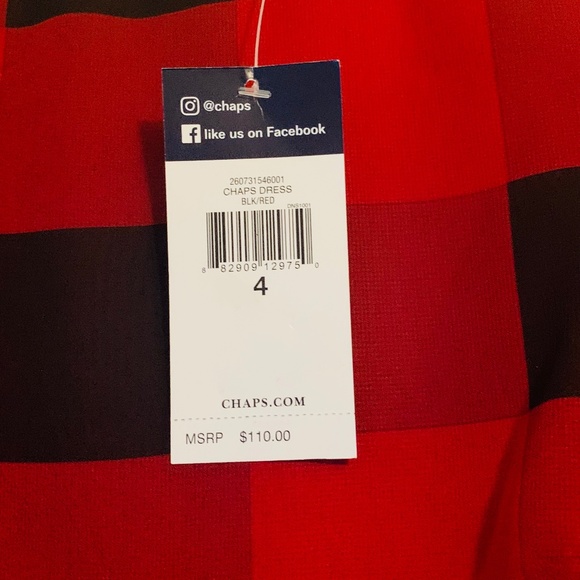 Chaps Buffalo Plaid Red/Black Dress, NWT - Picture 5 of 9